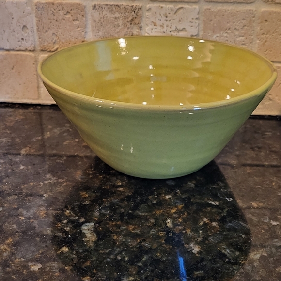 Hand Tossed High Sided Olive Green Seagrove, NC Bowl - Picture 2 of 16
